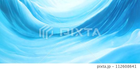 揺らめくような曲線を描く青い波のようなアブストラクト背景 112608641