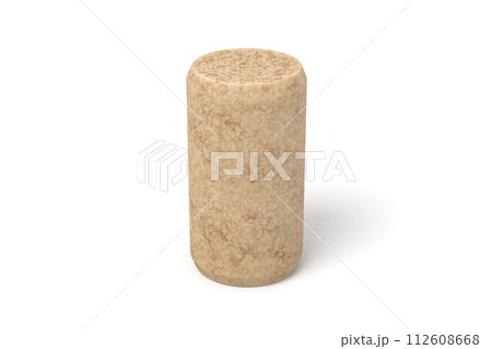 Single vertical wine cork isolated on white 112608668