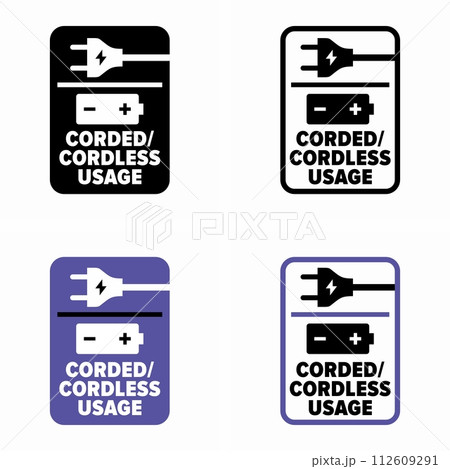 Corded and Cordless Usage vector information sign 112609291