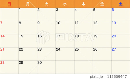 シンプルなカレンダー 112609447