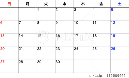 シンプルなカレンダー シンプルなカレンダー 112609463