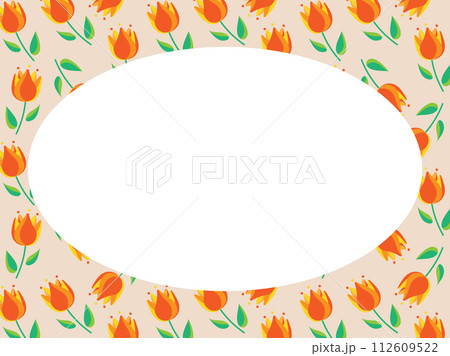 レトロなチューリップの背景のフレーム 112609522