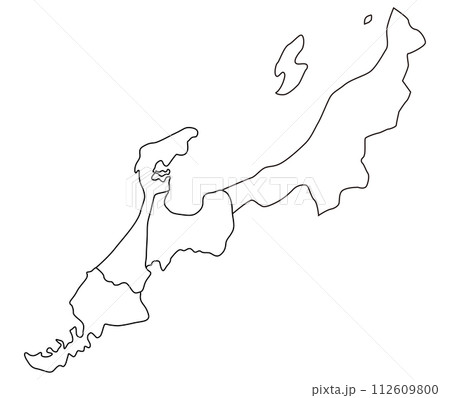 北陸4県ゆるいイラスト_線のみ黒 112609800
