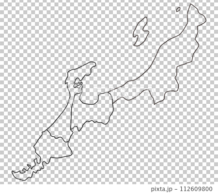 北陸4県ゆるいイラスト_線のみ黒 112609800