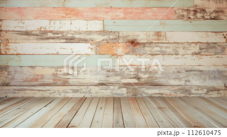 Abstract vintage wooden floor and wall background. 112610475