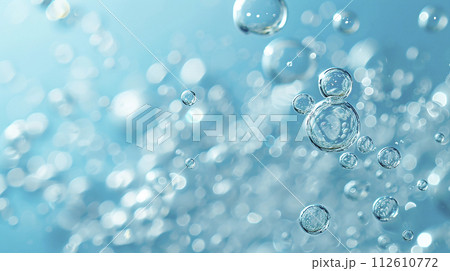 Abstract background of air bubbles in blue water 112610772