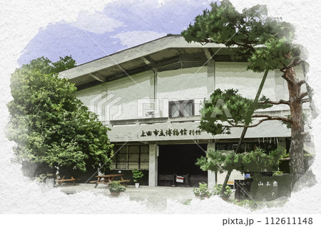 水彩画風　上田城　上田市立博物館　長野県上田市 112611148