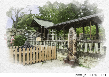 水彩画風 上田城 真田井戸 長野県上田市 水彩画風 上田城 真田井戸 長野県上田市 112611151