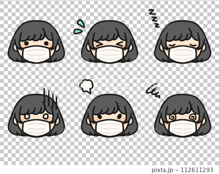 鮑伯戴著面具和各種臉部表情集 112611293