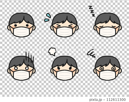 戴著面具和各種面部表情的肖特先生 112611300