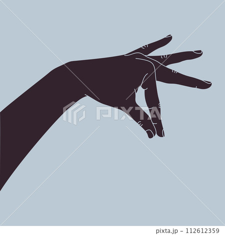 Hand drawn human hand with fingers holding something thin. Holding hand gesture. Vector illustration Hand drawn human hand with fingers holding something thin. Holding hand gesture. Vector illustration 112612359