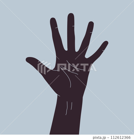 Raised human hand. Palm of a hand. Salute gesture. Vector illustration Raised human hand. Palm of a hand. Salute gesture. Vector illustration 112612366