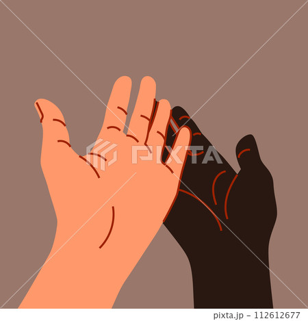 Black and white people handshake gesture 112612677