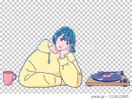 レコードを聴く女の子 112612895