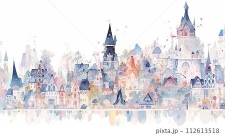 水彩で描いたお城 水彩で描いたお城 112613518