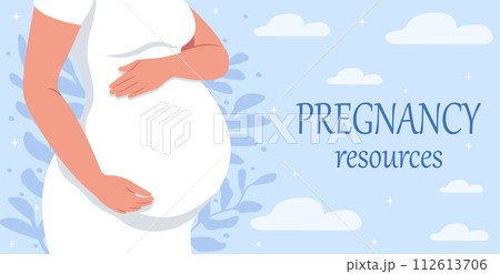 Portrait of an unrecognizable woman carefully holding her belly. 112613706