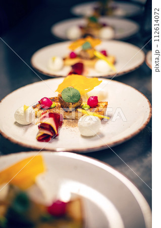 Luxury food on wedding table 112614072