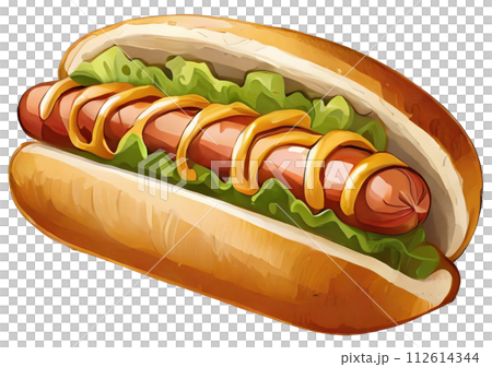 Generative image of hot dog isolated on transparent background 112614344