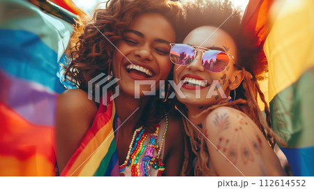 AI-generated content. Two Women Standing Together. Generative AI 112614552