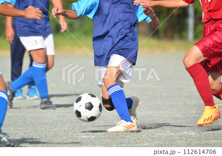 少年サッカーの試合(パスをする選手) 少年サッカーの試合(パスをする選手) 112614706