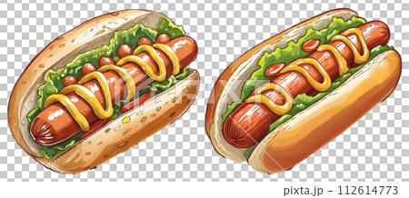 Generative image of hot dog isolated on transparent background 112614773