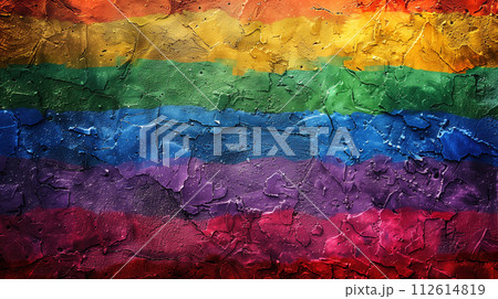 AI-generated content. Rainbow Flag Painting on Wall. Generative AI AI-generated content. Rainbow Flag Painting on Wall. Generative AI 112614819