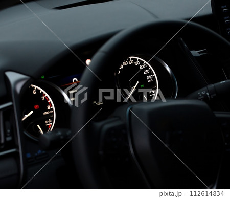 Car steering wheel background, car elements close view Car steering wheel background, car elements close view 112614834