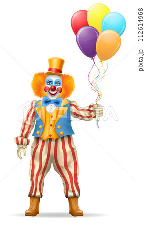 cheerful clown actor and circus character vector illustration 112614968