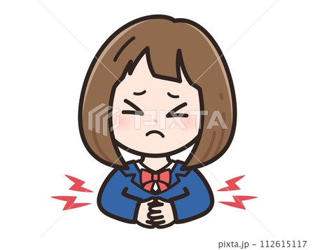 腹痛_生理痛の女子学生のイラスト 112615117