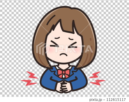腹痛_生理痛の女子学生のイラスト 112615117