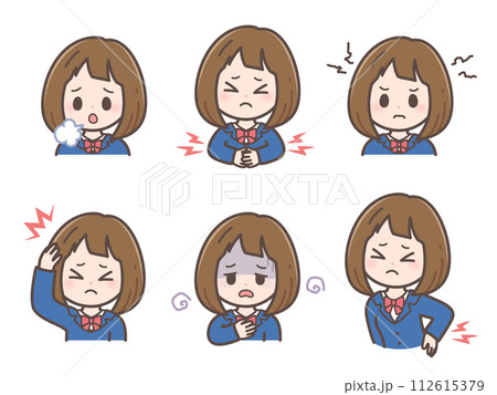 生理痛の症状のイラスト_学生 生理痛の症状のイラスト_学生 112615379