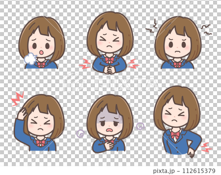 生理痛の症状のイラスト_学生 生理痛の症状のイラスト_学生 112615379