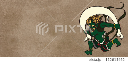 イラストタッチの背景素材に使える風神 112615462