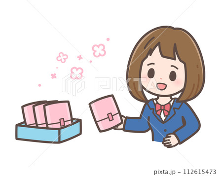 トイレに生理用ナプキンが置いてあったイラスト_学校 112615473