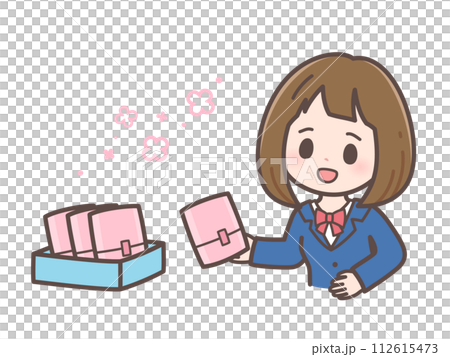 トイレに生理用ナプキンが置いてあったイラスト_学校 112615473