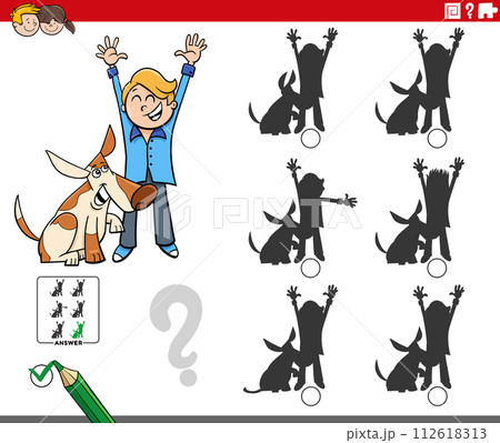 shadow game with cartoon boy and his dog shadow game with cartoon boy and his dog 112618313
