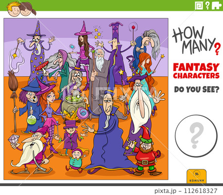 counting cartoon fantasy characters educational activity counting cartoon fantasy characters educational activity 112618327