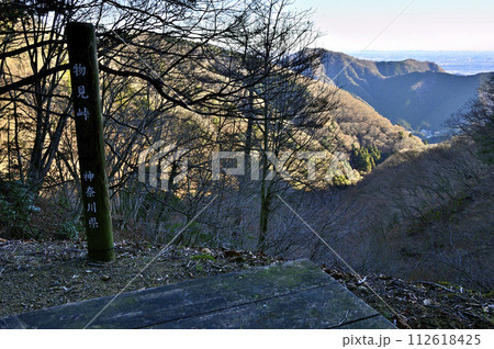 丹沢の峠道　大山三峰山と辺室山とを結ぶ物見峠より相州アルプスを望む 112618425