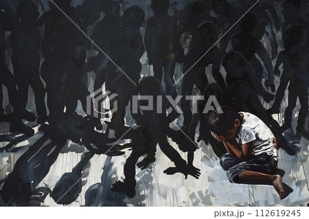 いじめ、嘘、欺瞞、孤独な子供 いじめ、嘘、欺瞞、孤独な子供 112619245