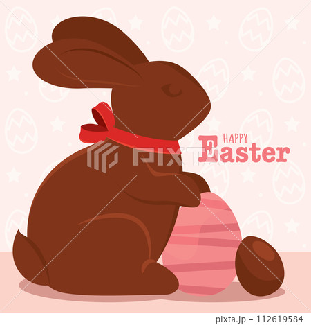 Happy easter card Chocolate bunny Vector Happy easter card Chocolate bunny Vector 112619584