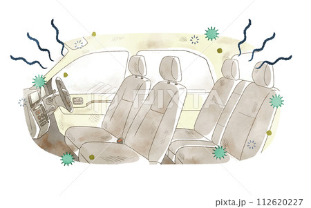 汚れている自動車の車内 汚れている自動車の車内 112620227