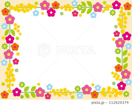 花模様　フレーム　春イメージ　ホワイトスペース 112620374