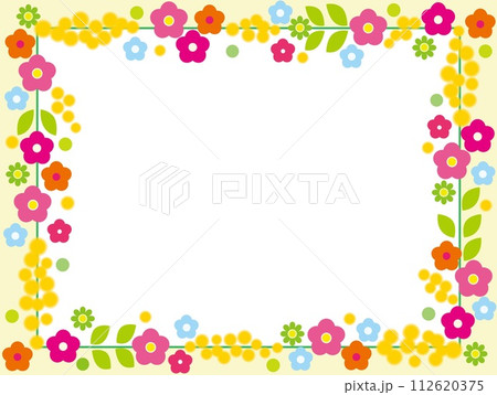 花模様　フレーム　春イメージ　ホワイトスペース 112620375