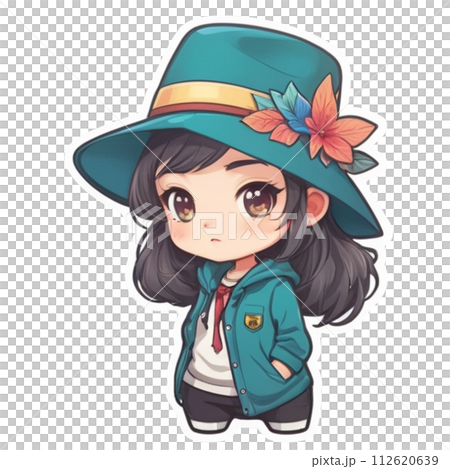 一個微笑的可愛女孩的插圖 112620639
