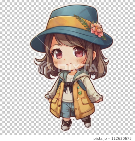一個微笑的可愛女孩的插圖 一個微笑的可愛女孩的插圖 112620673