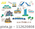 門司港レトロの建物のイラストセット 112620808