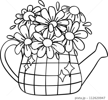 Retro groovy spring outline vibe cheerful elements hand drawing doodle Retro groovy spring outline vibe cheerful elements hand drawing doodle 112620947