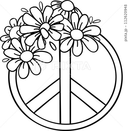 Retro groovy spring outline vibe cheerful elements hand drawing doodle 112620948