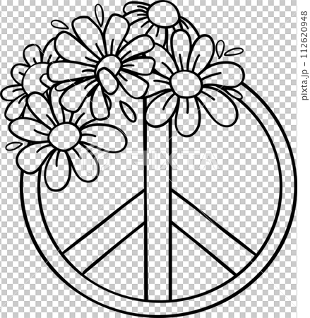 Retro groovy spring outline vibe cheerful elements hand drawing doodle 112620948