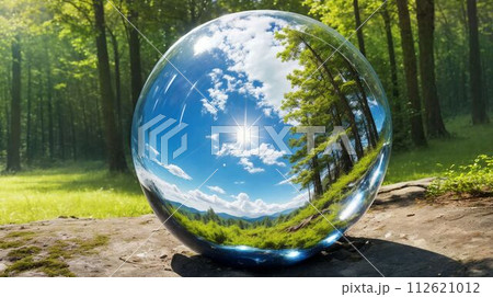 森にあるガラス玉/Glass ball in the forest 112621012